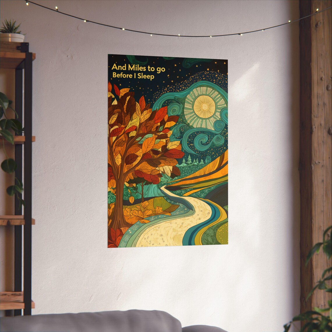 And Miles To Go Before I Sleep Robert Frost Night Forest Art Poster - Image 3