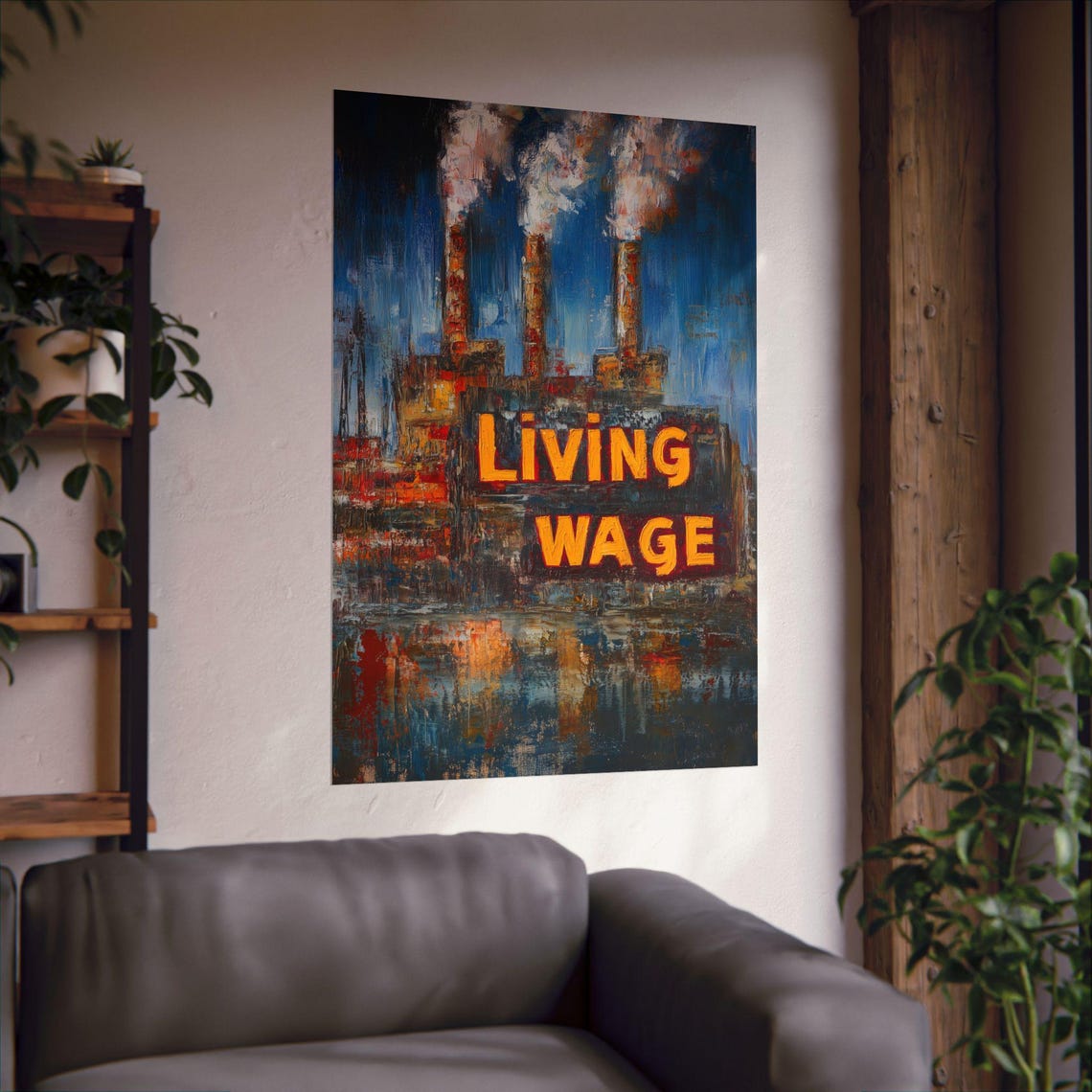 Living Wage Industrial Factory Labor Rights Statement Poster - Image 2