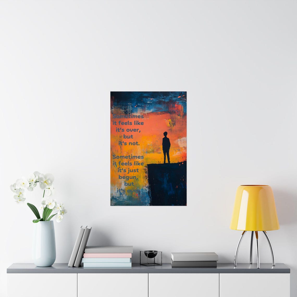 Sometimes It Feels Like Its Over Poetic Sunset Cliff Silhouette Poster - Image 2