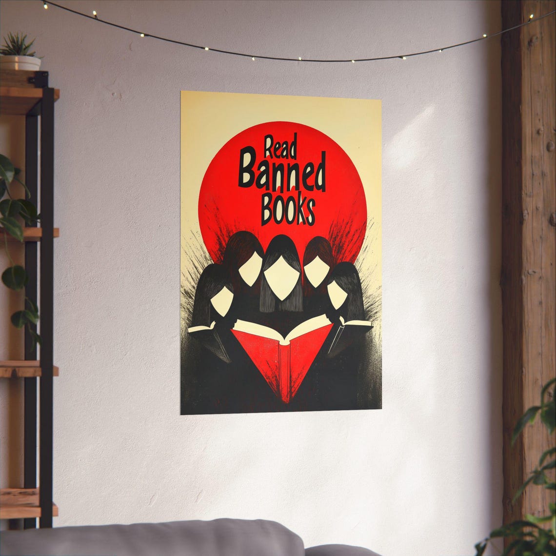 Read Banned Books Poster Wall Art Support Freedom Of Expression Knowledge Learning Libraries And Teacher Poster For Home Office Dorm Decor - Image 3