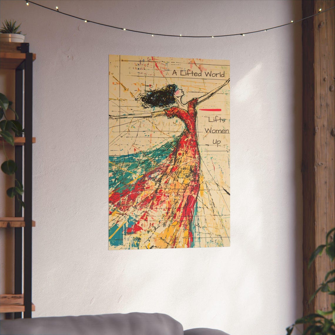 A Lifted World Lifts Women Up Sketchy Dance Art Statement Poster - Image 3