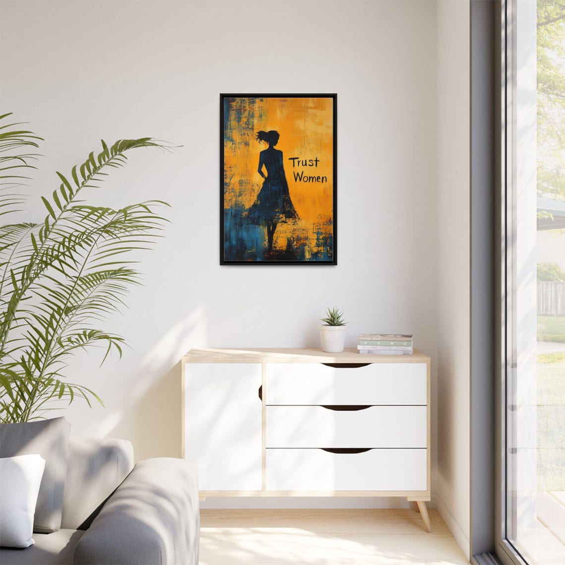 Trust Women Feminist Silhouette Bold Orange Abstract Protest Poster - Image 2