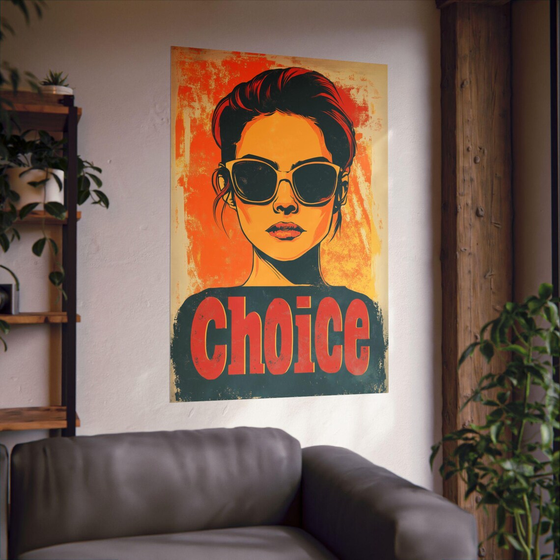 Choice Retro Pop Art Woman Sunglasses Bold Feminist Protest Poster - Image 2