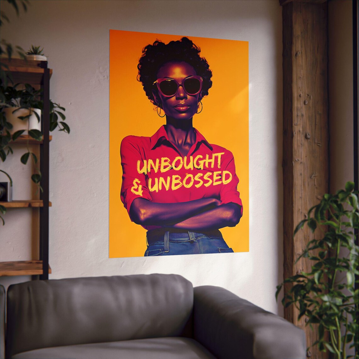 Unbought and Unbossed Confident Woman Power Retro Portrait Poster - Image 2