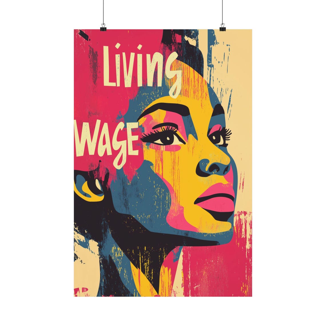Living Wage Pop Art Portrait Fair Labor Rights Statement Poster