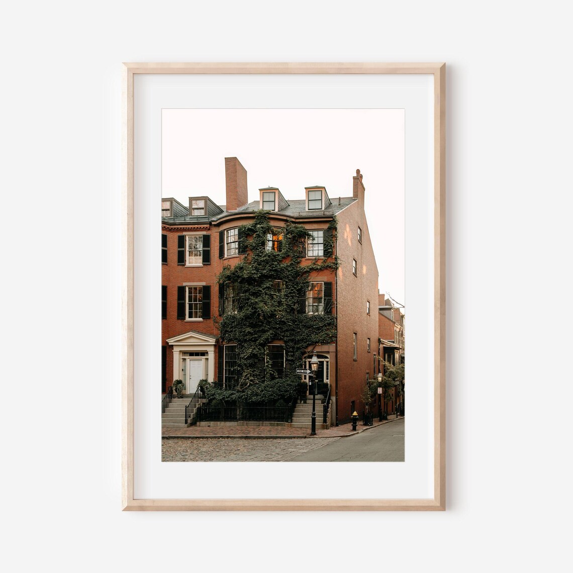 Ivy Covered Brick Townhouse on a Historic Boston Street Poster