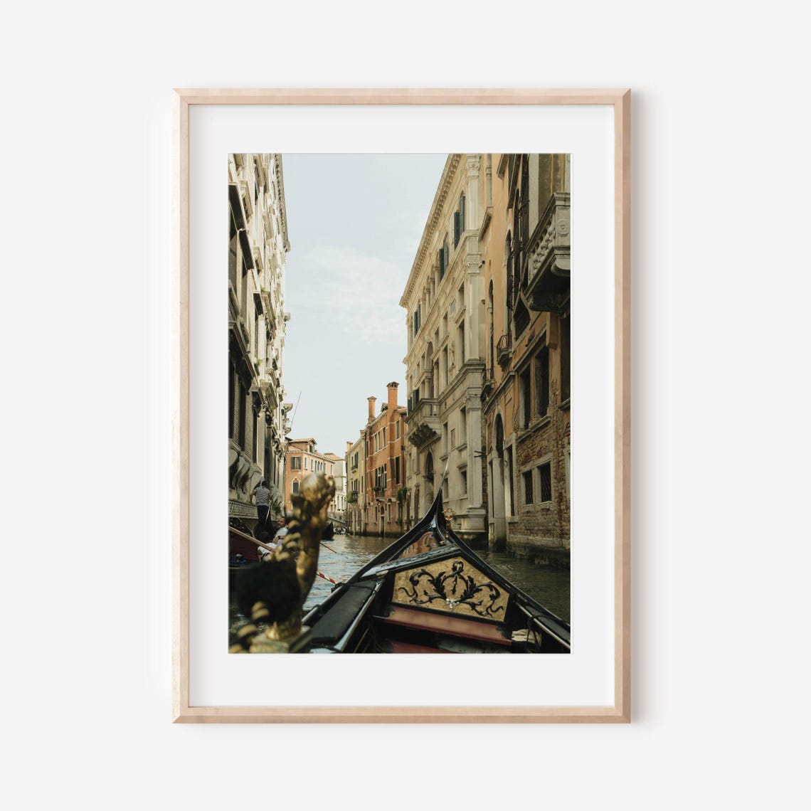 Venice Gondola Gliding Down a Narrow Historic Canal in Daylight Poster