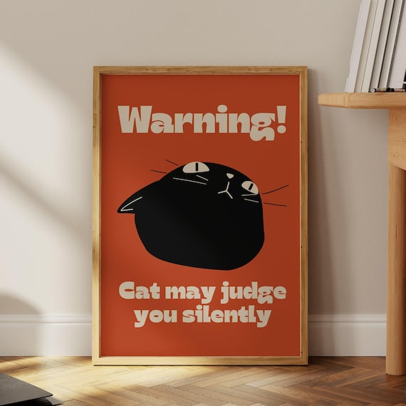 Black Cat Doing Things, Funny Cat Illustration