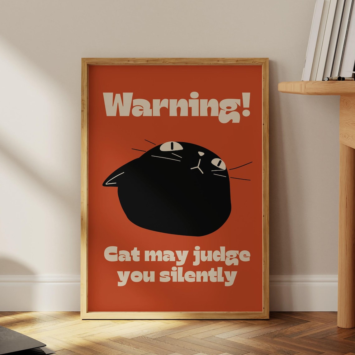 Black Cat Doing Things, Funny Cat Illustration