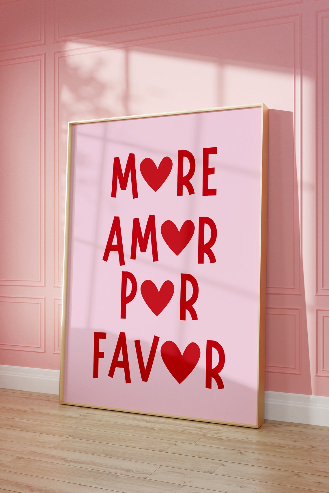 More Amor Por Favor Red Heart Spanish Love Typography Poster - Image 4