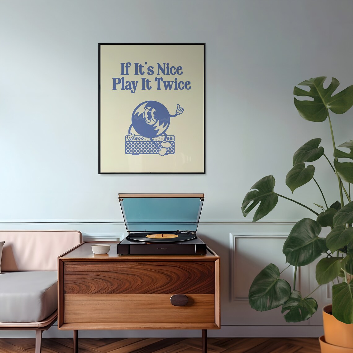 Retro Vinyl Poster, Play It Twice Record Art Print - Image 2