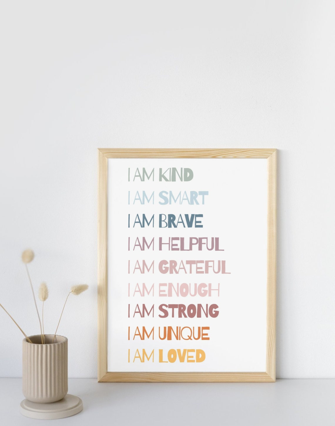 I Am Kind Smart Brave Kids Affirmations Colorful Nursery Poster - Image 3