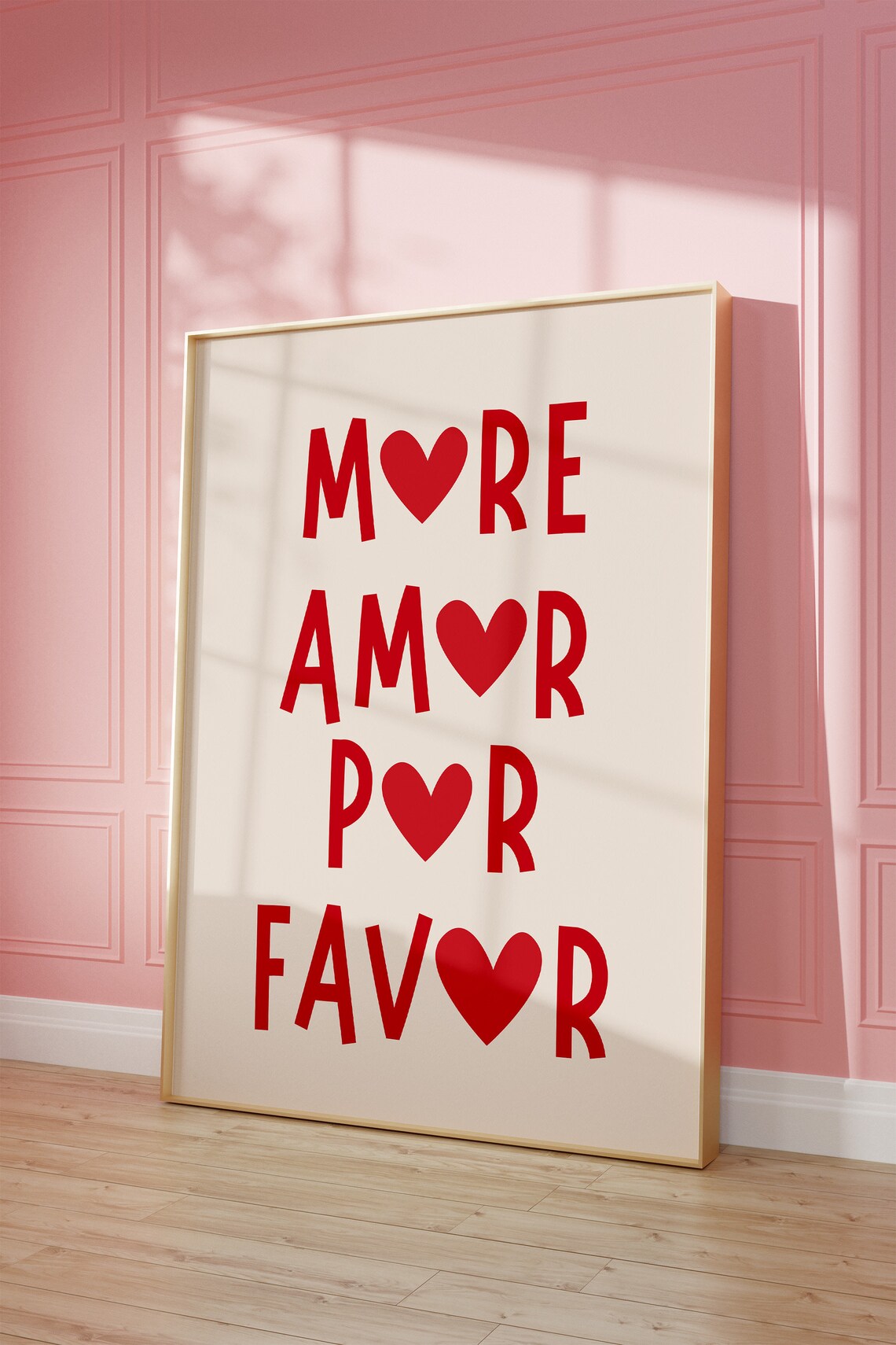 More Amor Por Favor Red Heart Spanish Love Quote Cream Wall Art - Image 4