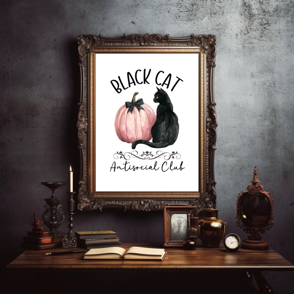 Black Cat Antisocial Club Cat Wall Art Poster - Image 4