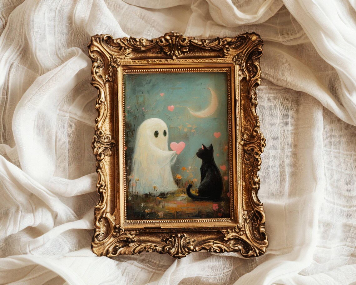 Ghost And Black Cat Valentine, Whimsigoth Poster - Image 2