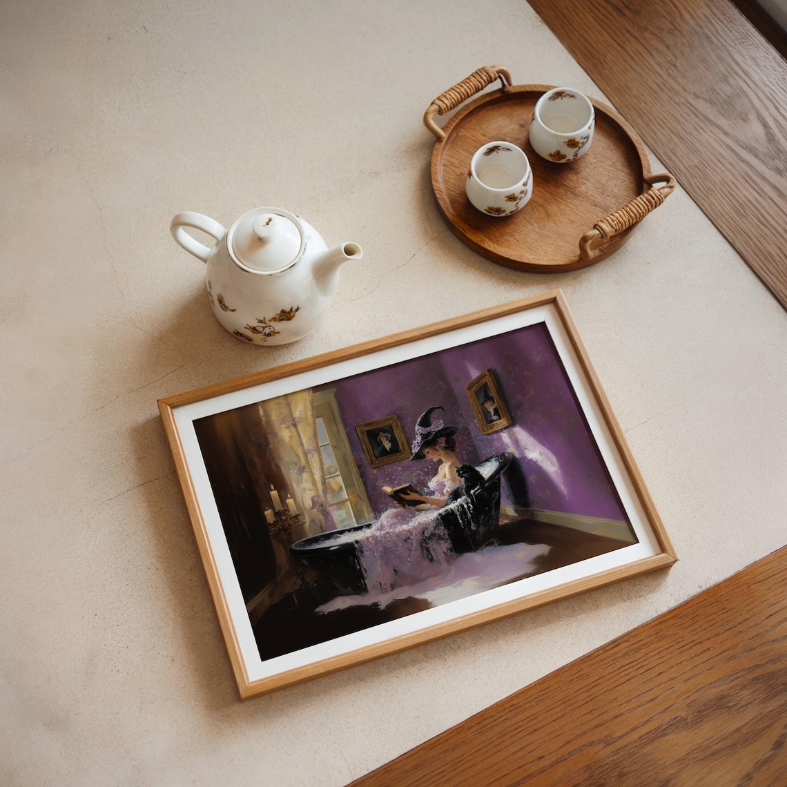 Witch Reading in Bathtub, Witchy Bathroom Art Print - Image 5