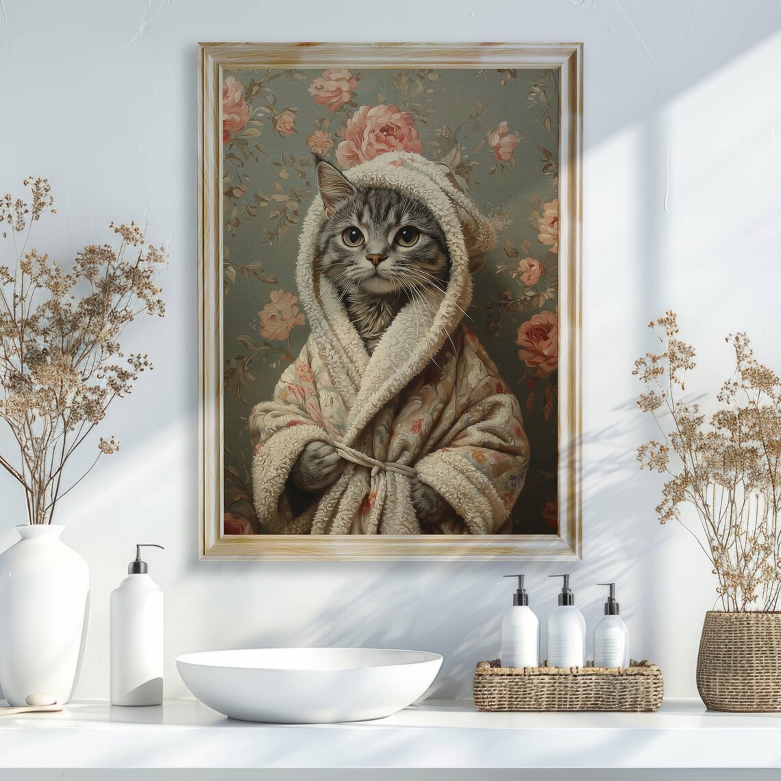 Tabby Cat In Bathrobe, Cat Lover Poster Print - Image 6