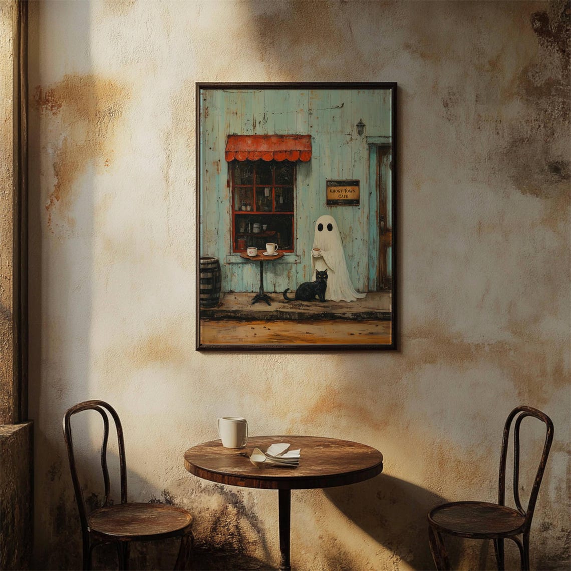 Ghost and Black Cat at the Ghost Town Cafe Storefront Poster - Image 5