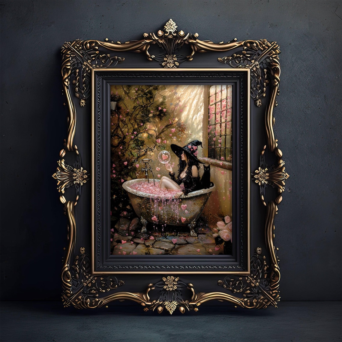 Love Witch Valentine Cat Lover Poster, Whimsigoth