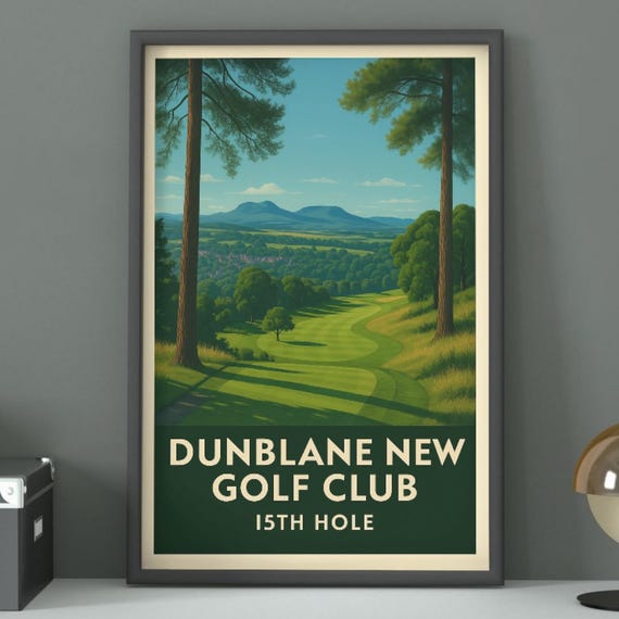 Vintage Dunblane 15th Hole Golf Course Poster Scottish Wall Art