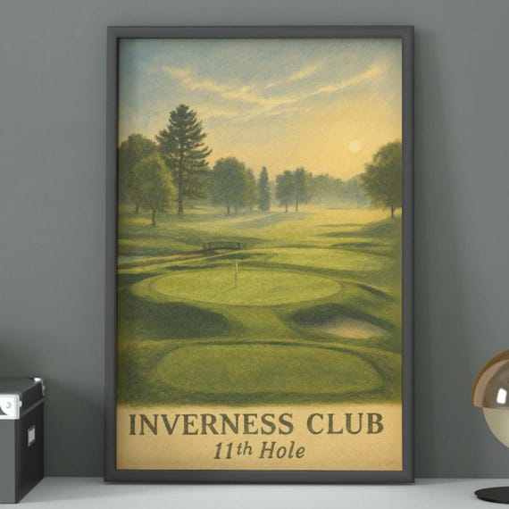 Inverness Club 11th Hole Golf Course Vintage Art Print