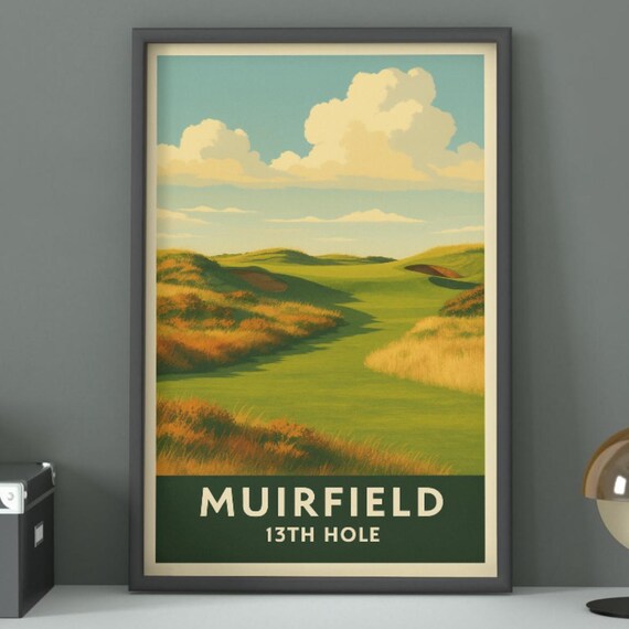 Muirfield 13th Hole Vintage Golf Course Travel Style Art Poster