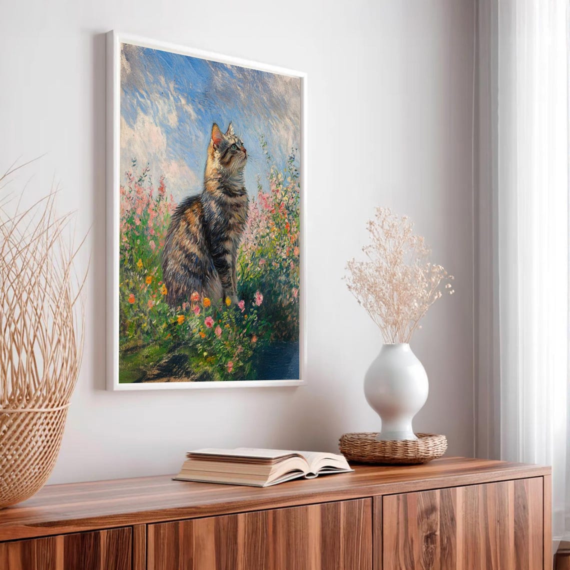 Cat Garden, Monet-Inspired Art Print for Living Rooms - Image 2