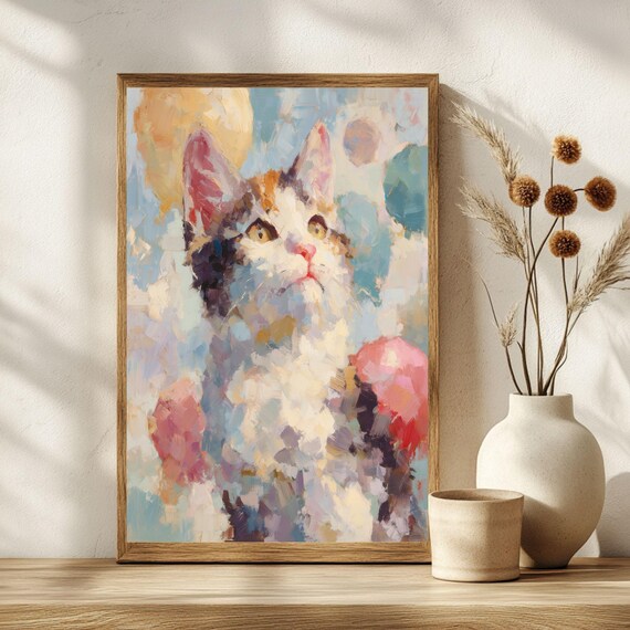 Calico Kitten Impressionist Pastel Dabs Painterly Cat Poster