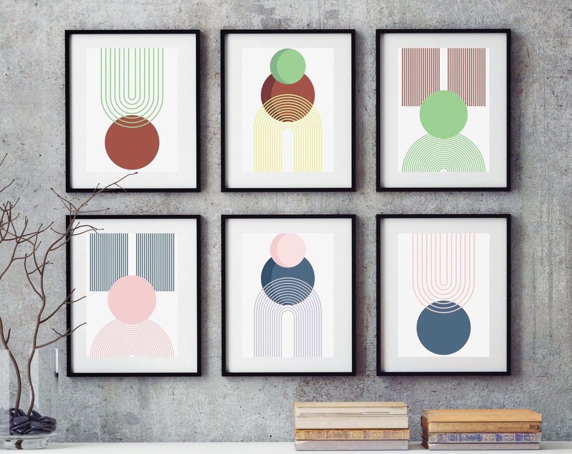 Boho Abstract Geometric Pastel Mid Century Modern Print Gift - Image 5