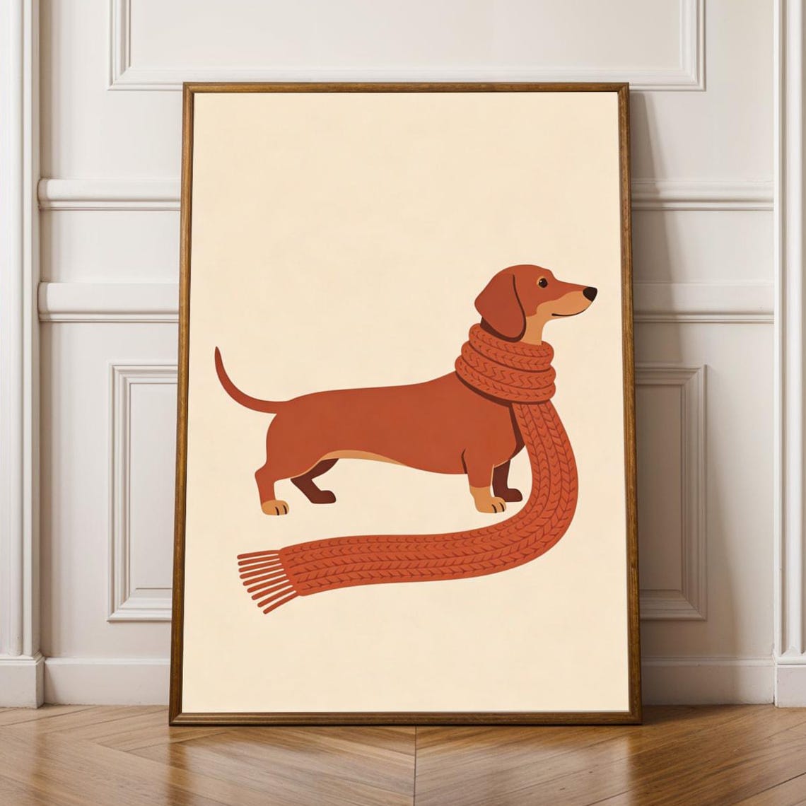 Dachshund Poster Vintage Minimalist Scarf Art Print