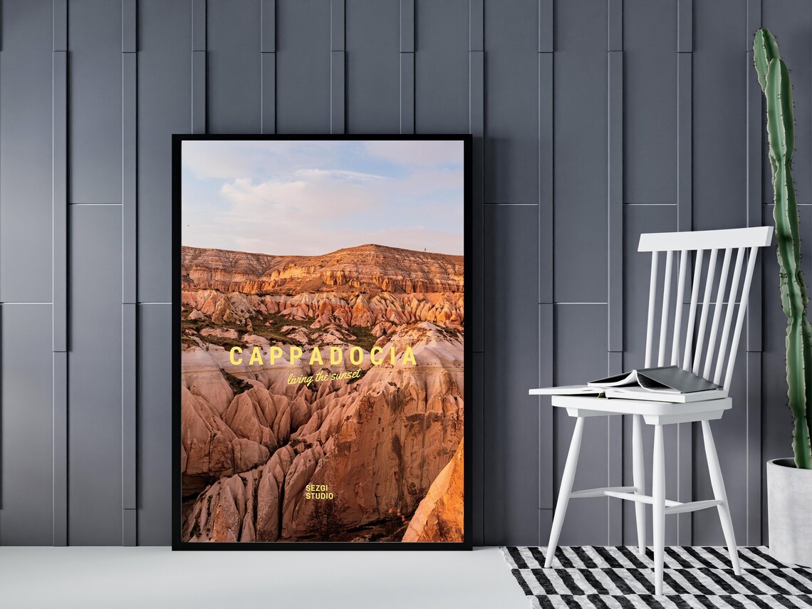 Cappadocia Fairy Chimneys Amber Sunset Turkiye Travel Poster