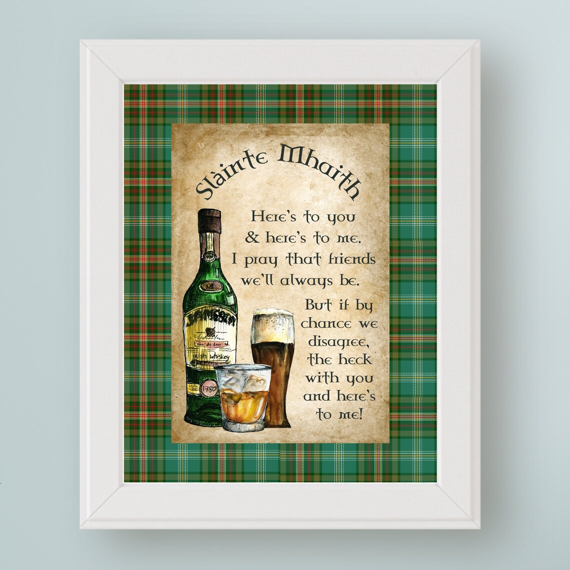Irish Toast, Slainte Mhaith Home Bar Art Print