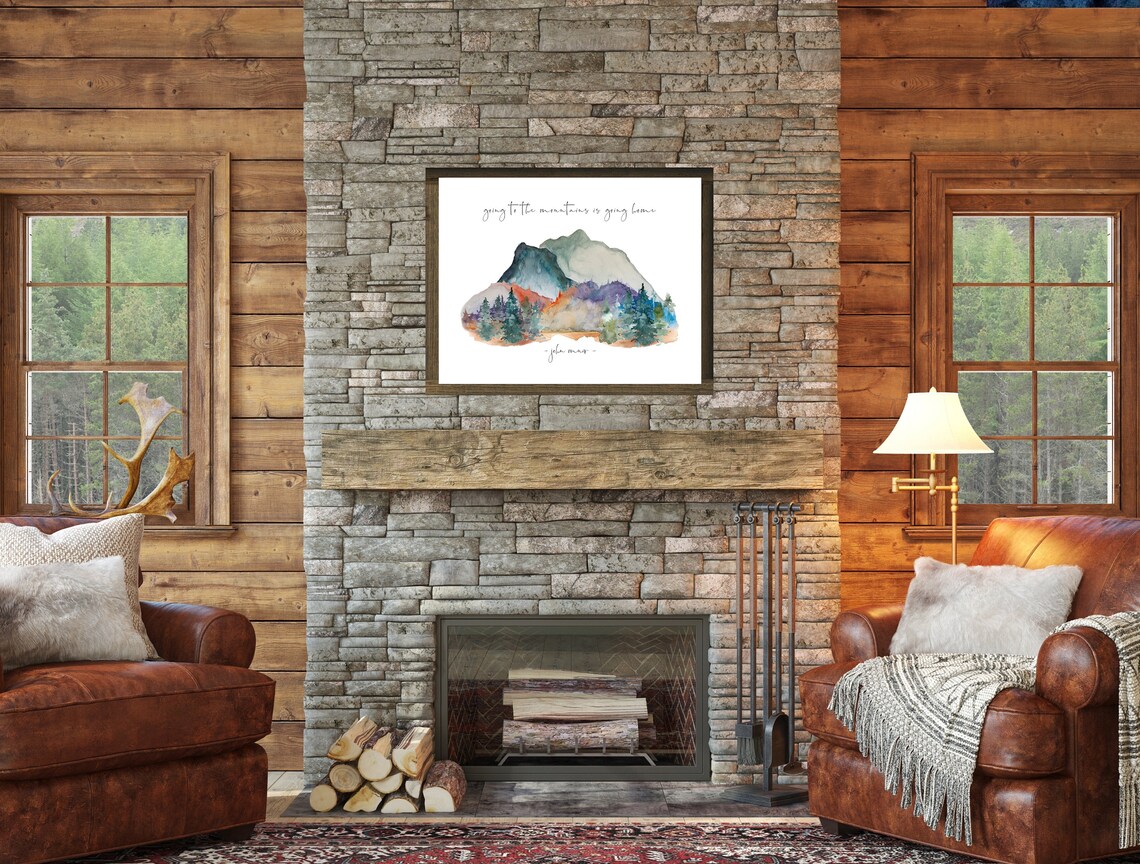 John Muir Mountain Quote Art Print, Nature Decor - Image 2