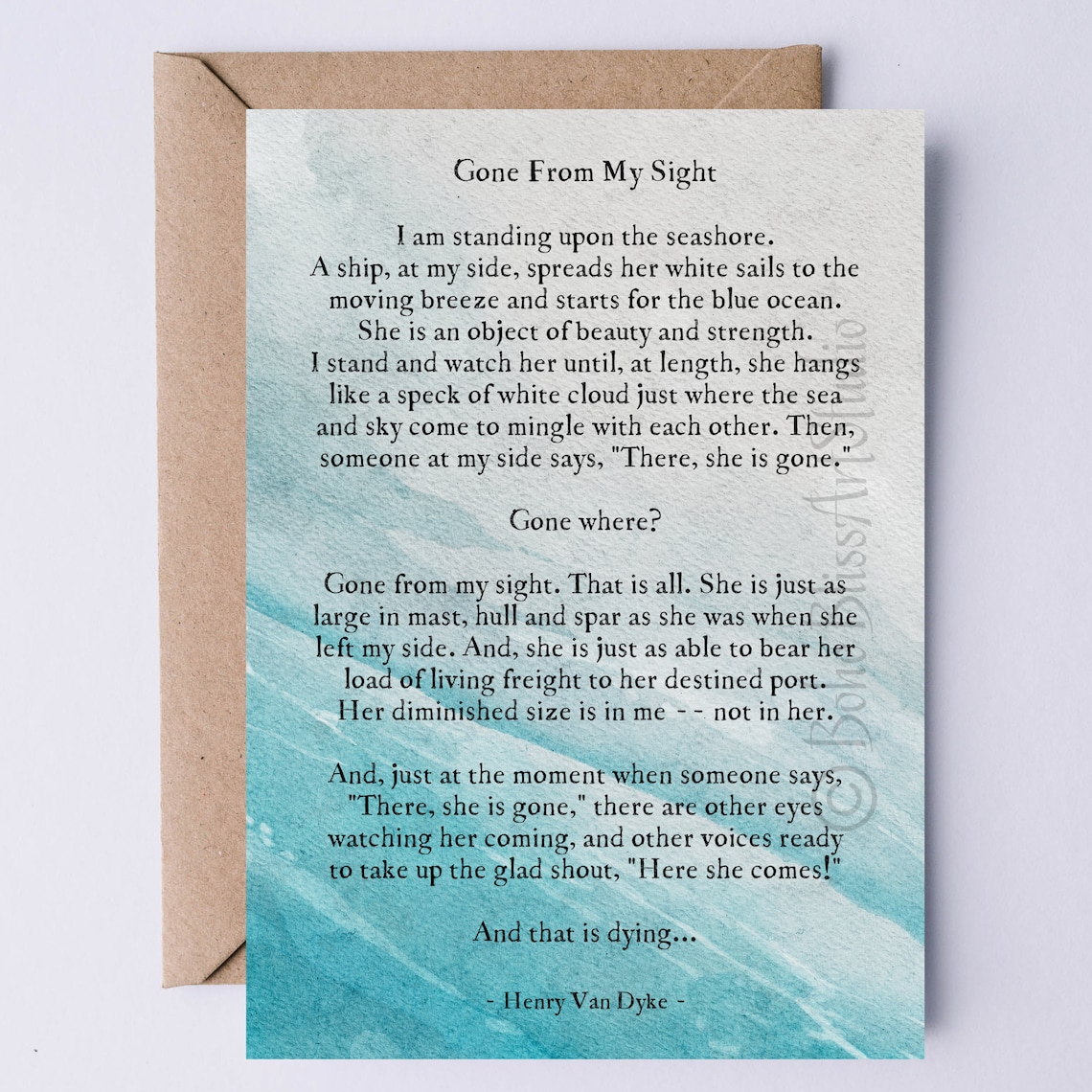 Gone From My Sight Sympathy Poem Condolence Art Print
