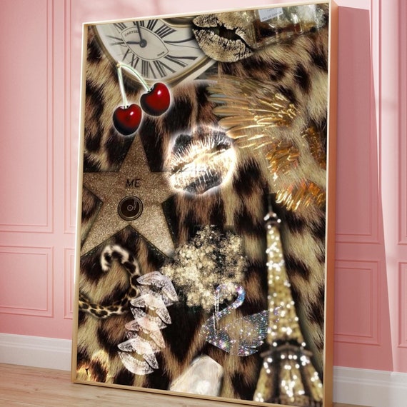 Leopard Print Wall Art Preppy Room Decor Digital Download