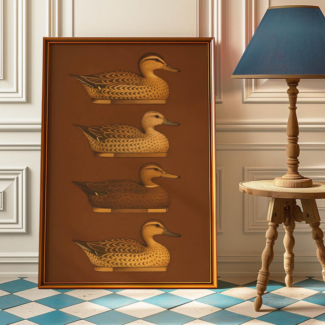 Vintage Duck Decoy Poster, Retro Waterfowl Art