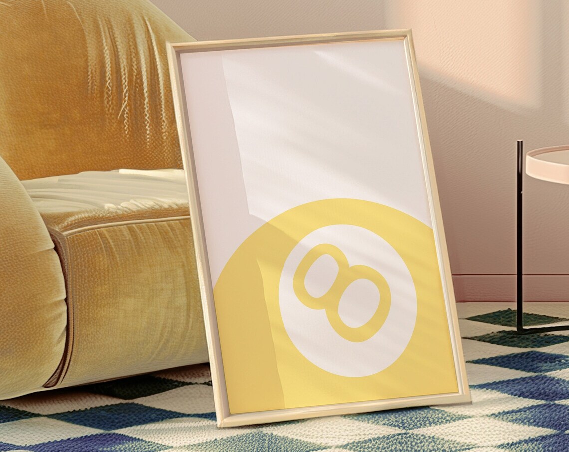 Yellow Retro Aesthetic Art Print, Preppy Dorm Decor