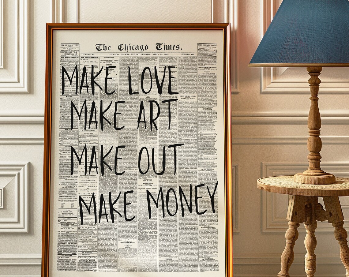 Retro 70s Typography Art Print, Black and White - Image 3