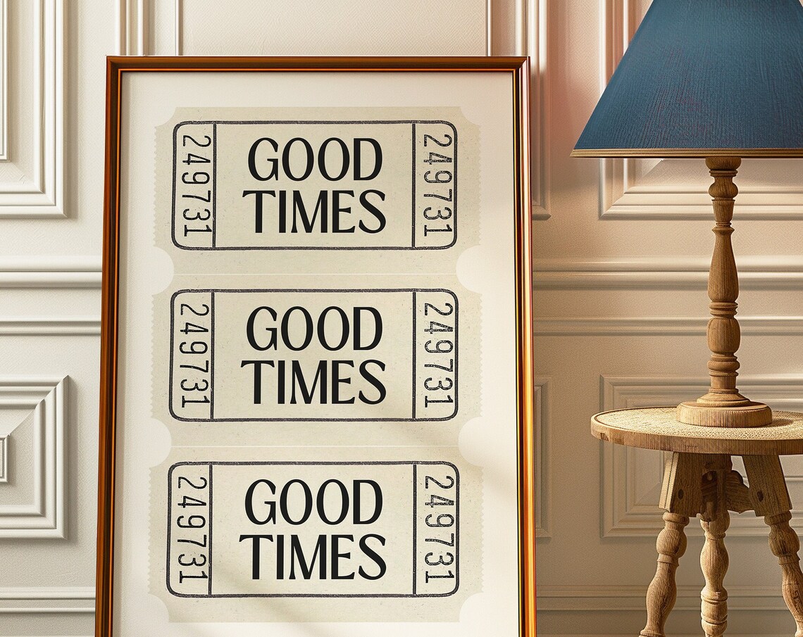 Good Times Ticket Stubs Trio Number 249731 Cream Background Retro Wall Poster - Image 3