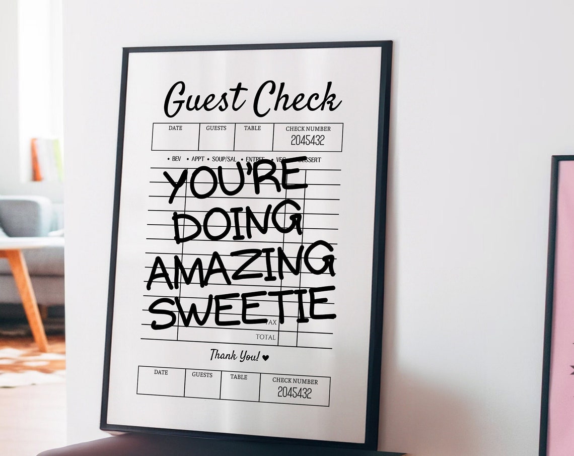 You're Doing Amazing Sweetie Guest Check Black Trendy Quote Poster - Image 3