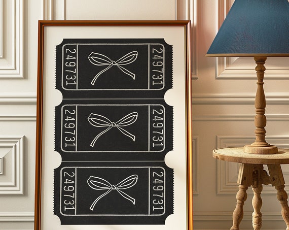 Black And White Print Trendy Wall Art Bow Art Print Ribbon Wall Art Retro Print Aesthetic Prints Preppy Dorm Decor Fashion Wall Art