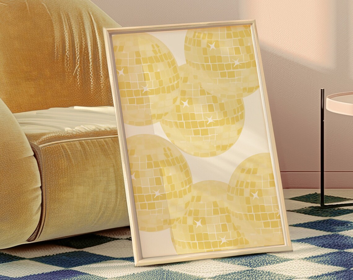 Disco Aesthetic Wall Art, Preppy Room Decor