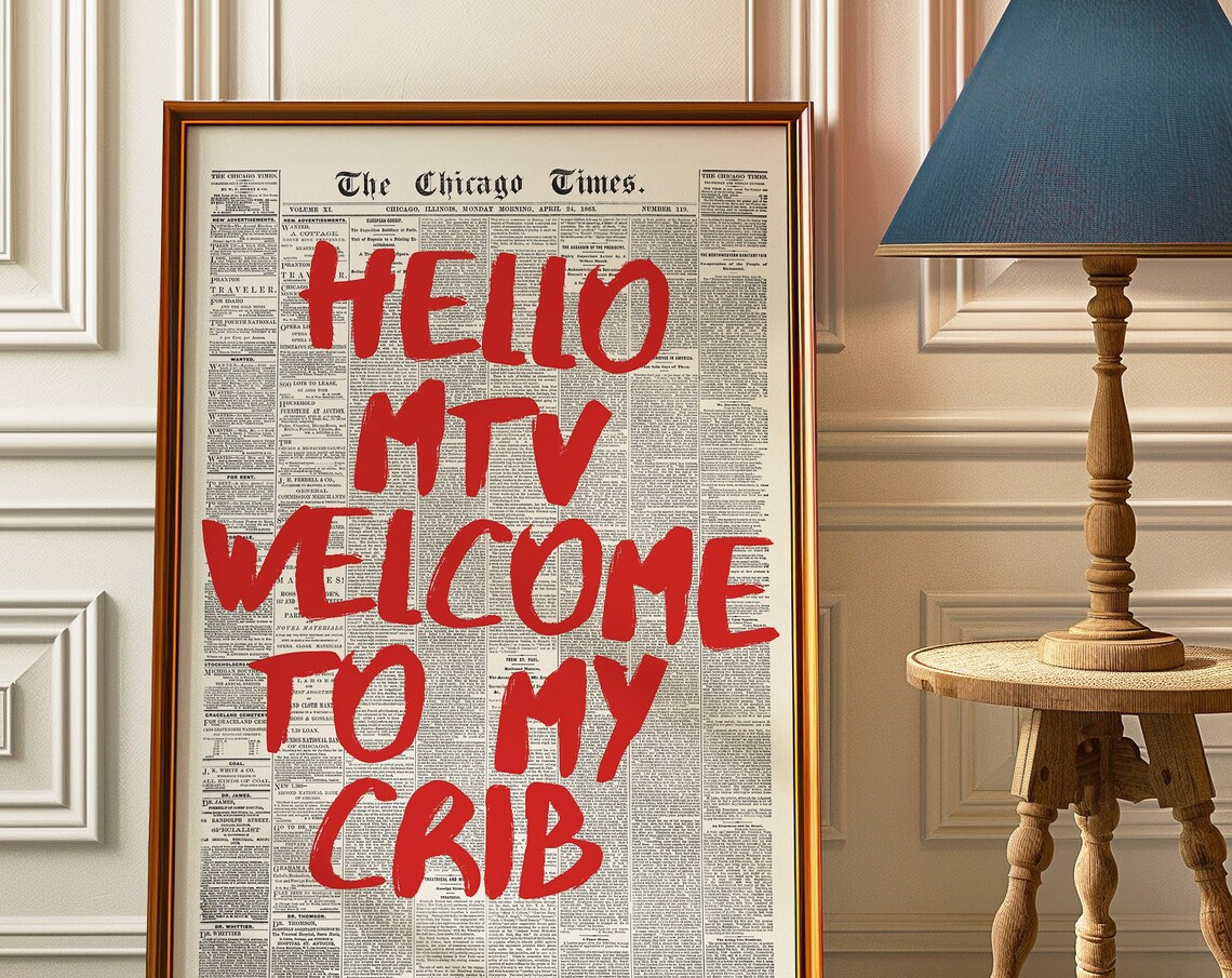 Retro Newspaper Typography Art Print, 70s Style