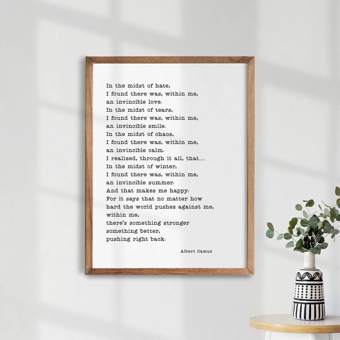 Albert Camus Invincible Summer Quote Art Print