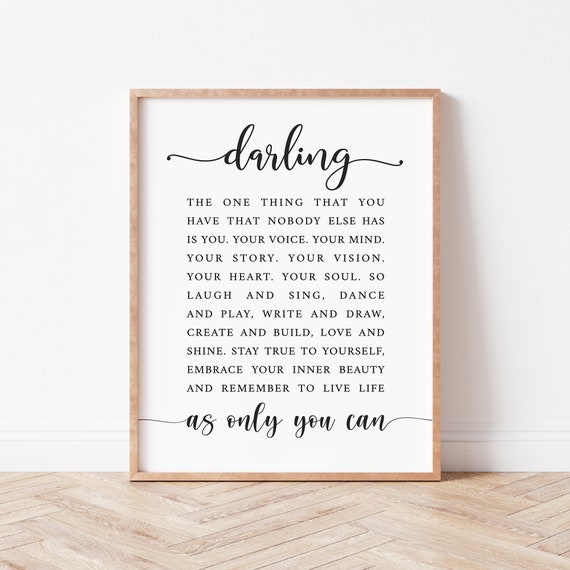 Darling Nursery Quote Art Print, Baby Room Decor