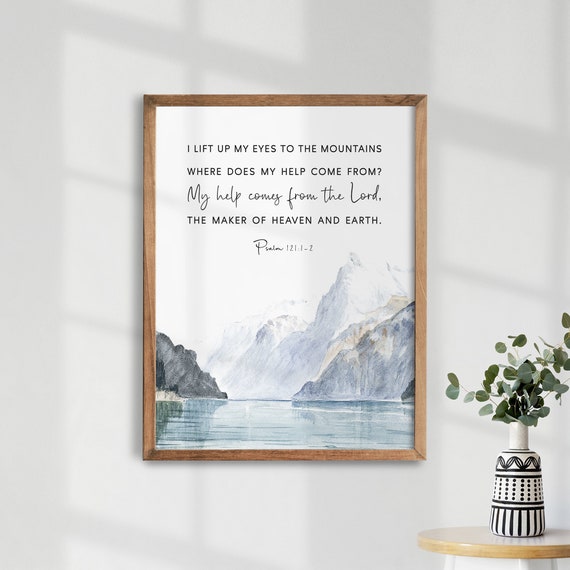 Psalm 1211 2 Bible Verse Wall Art Watercolor Mountains Scripture Sign Christian Home Decor Bible Verse Print Scripture Wall Art