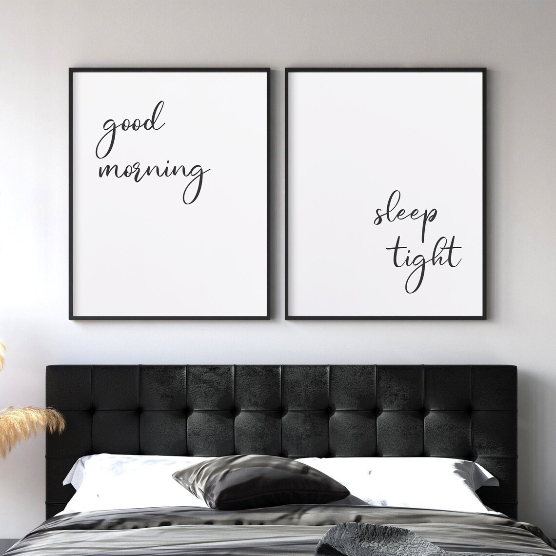 Bedroom Print Set Good Morning Sleep Tight Sign Couple Wall Art Above Bed Signs Over The Bed Sign Bedroom Signs Above The Bed - Image 3