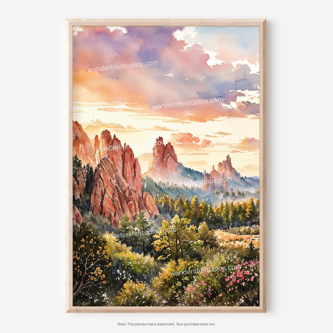 Colorado Springs Watercolor Landscape Art Print