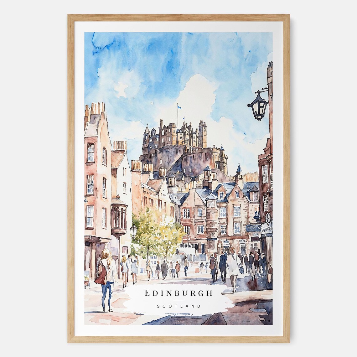Edinburgh Castle Watercolor Art Print, Scotland Travel