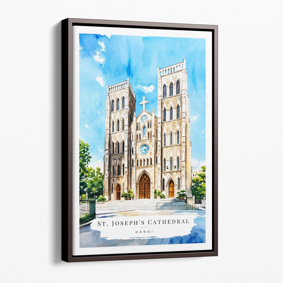 St. Joseph's Cathedral Hanoi Watercolor Travel Landmark Poster
